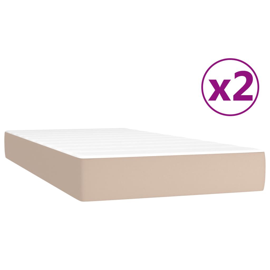 vidaXL Κρεβάτι Boxspring με Στρώμα Καπουτσίνο 200x200εκ.από Συνθ.Δέρμα