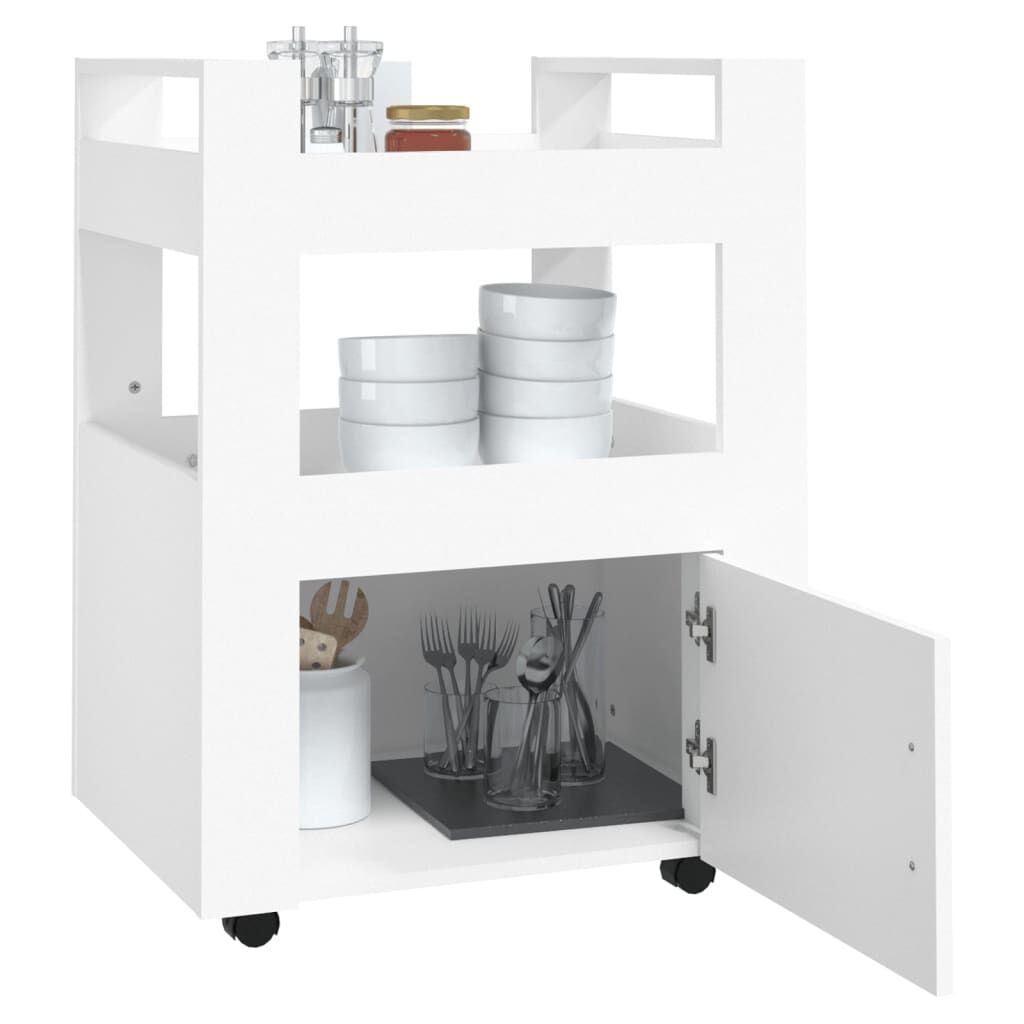 vidaXL Τρόλεϊ Κουζίνας Λευκό 60 x 45 x 80 εκ. από Επεξεργασμένο Ξύλο