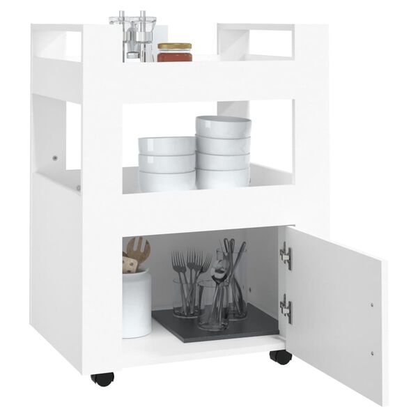 vidaXL Τρόλεϊ Κουζίνας Λευκό 60 x 45 x 80 εκ. από Επεξεργασμένο Ξύλο
