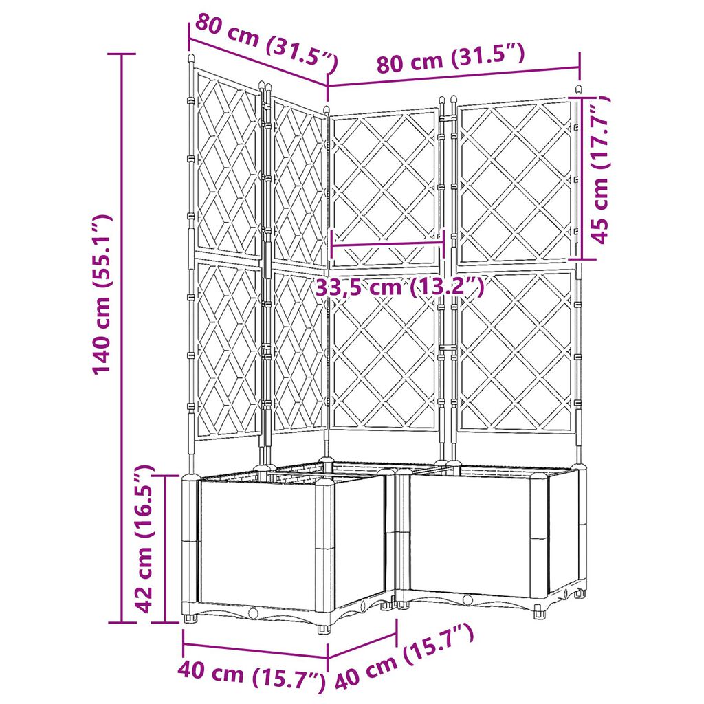 vidaXL Γλάστρα Κήπου με Τέντα 3 τεμ Ανοιχτό γκρι 80x80x143 εκ