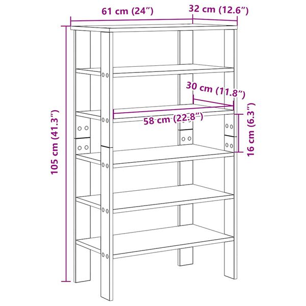 vidaXL Ράφι παπουτσιών καφέ δρυς 61x32x105 cm Κατασκευασμένο ξύλο
