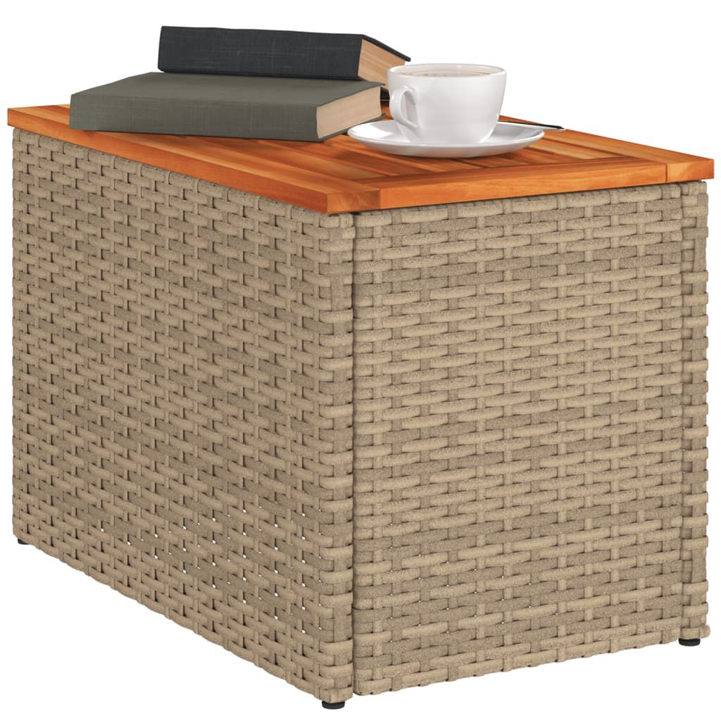 vidaXL Τραπεζάκια Κήπου 2 τεμ. Μπεζ 55x34x37εκ. Συνθ.Ρατάν/Μασίφ Ξύλο