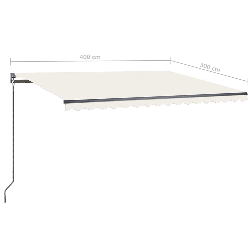 vidaXL Τέντα Αυτόματη με LED & Αισθητήρα Ανέμου Κρεμ 400 x 300 εκ.