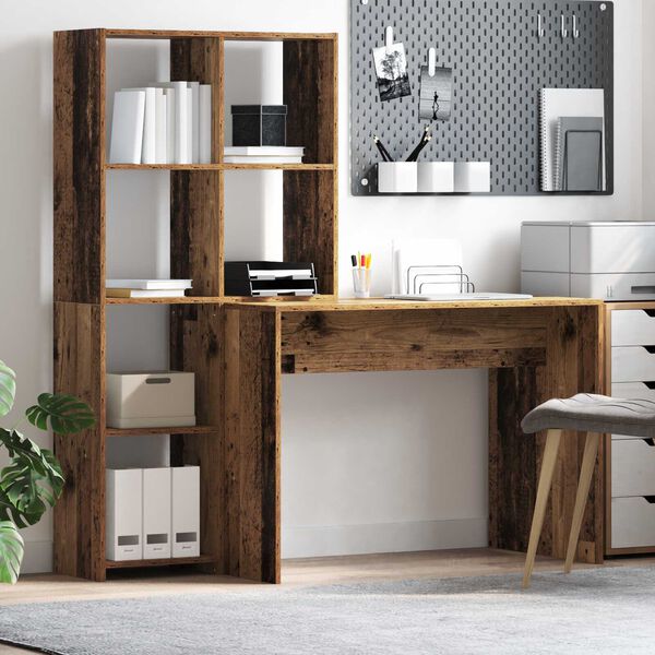 vidaXL Γραφείο Παλιό ξύλο 138.5 x 55 x 143 εκ Επεξεργασμένο ξύλο