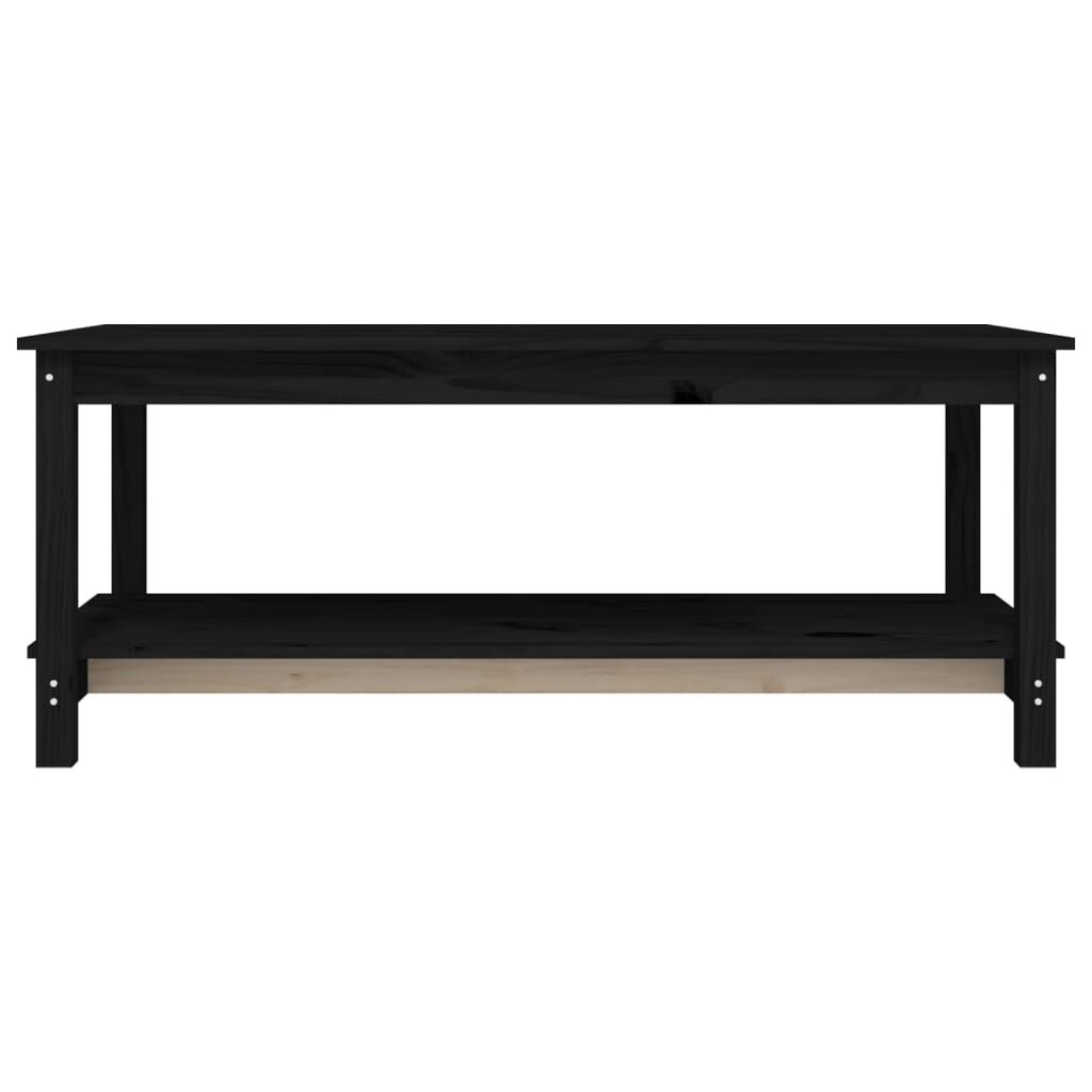 vidaXL Τραπεζάκι Σαλονιού Μαύρο 110x55x45 εκ. από Μασίφ Ξύλο Πεύκου
