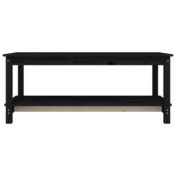 vidaXL Τραπεζάκι Σαλονιού Μαύρο 110x55x45 εκ. από Μασίφ Ξύλο Πεύκου