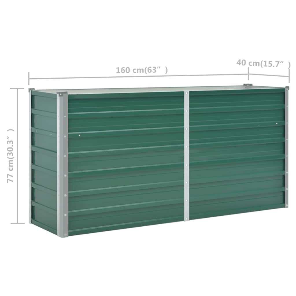 vidaXL Ζαρντινιέρα Υπερυψωμένη Πράσινη 160x40x77 εκ. Γαλβαν. Χάλυβας