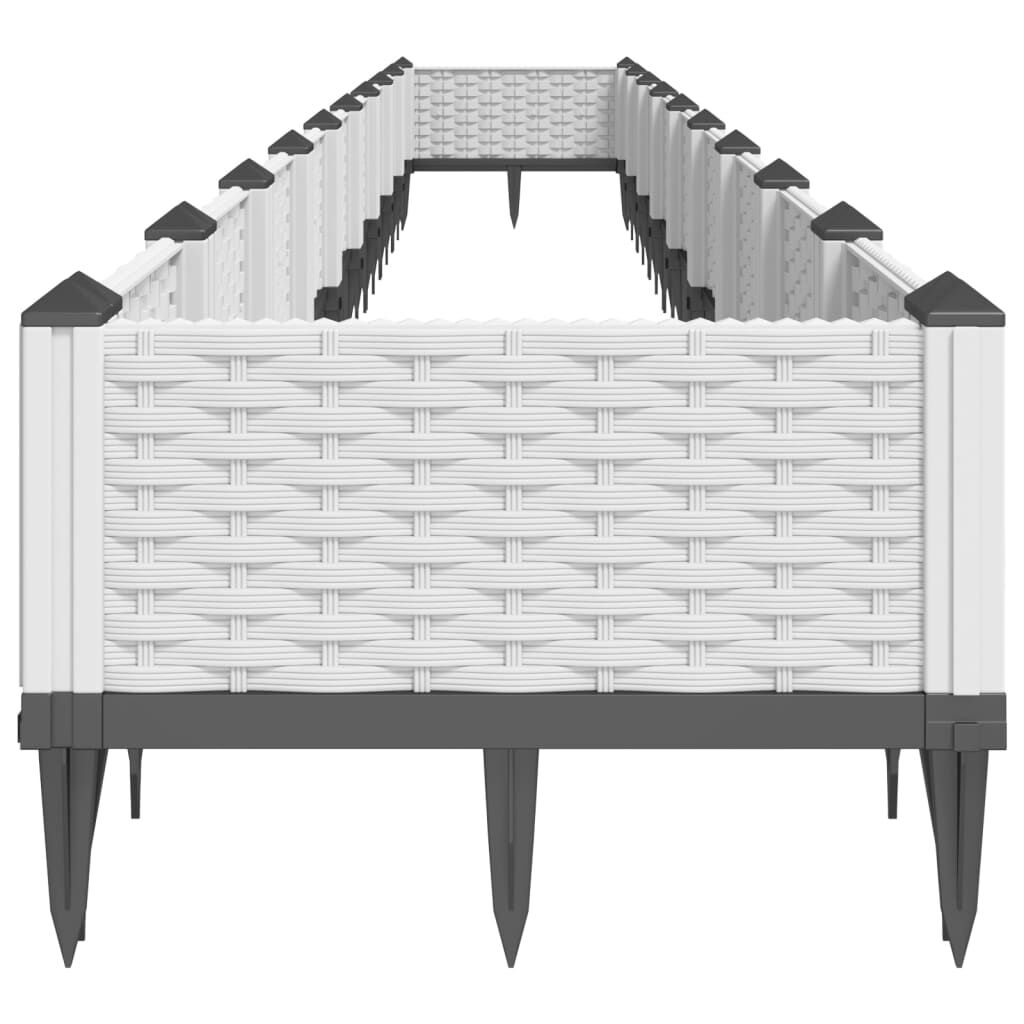 vidaXL Ζαρντινιέρα με Πασσάλους Λευκή 362,5x42,5x28,5εκ Πολυπροπυλένιο