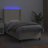 vidaXL Κρεβάτι Boxspring με Στρώμα & LED Κρεμ 100x200 εκ. Συνθ. Δέρμα