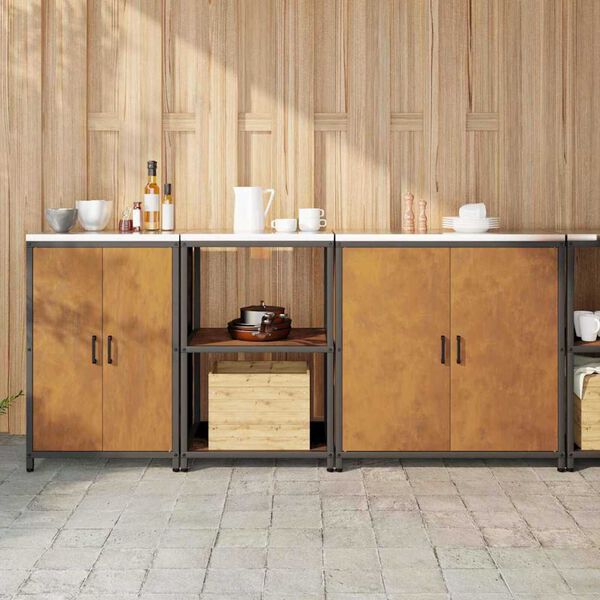 vidaXL Σετ Αποθήκευσης Κουζίνας με ράφι Άλλο 3 pcs Σκ rusty Ατσάλι