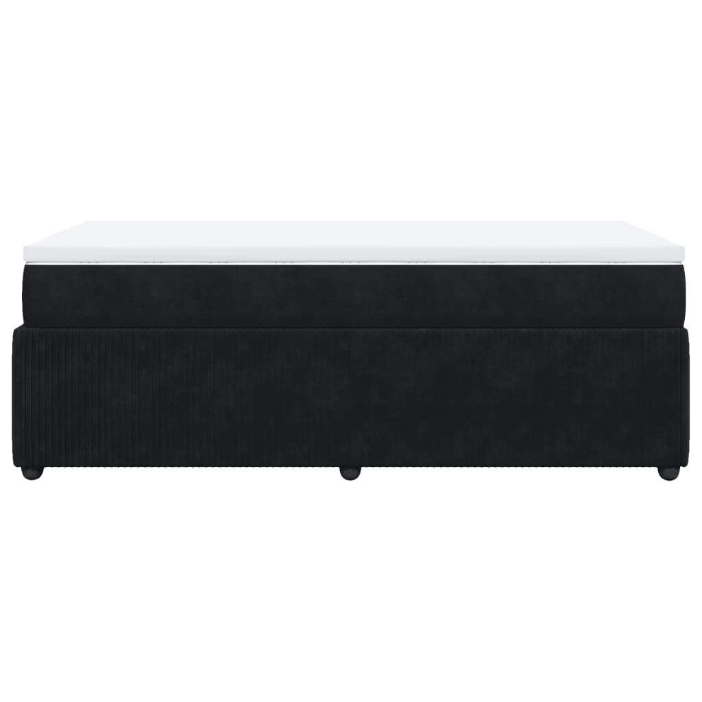 vidaXL Κρεβάτι Boxspring με Στρώμα Μαύρο 90x200 εκ. Βελούδινο