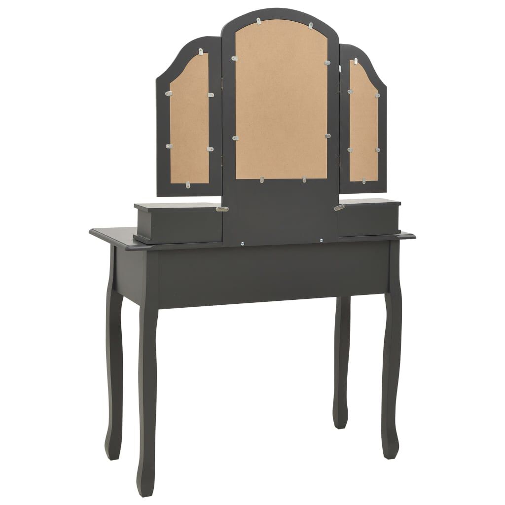 vidaXL Μπουντουάρ με Σκαμπό Γκρι 100 x 40 x 146 εκ. Ξύλο Παυλώνιας