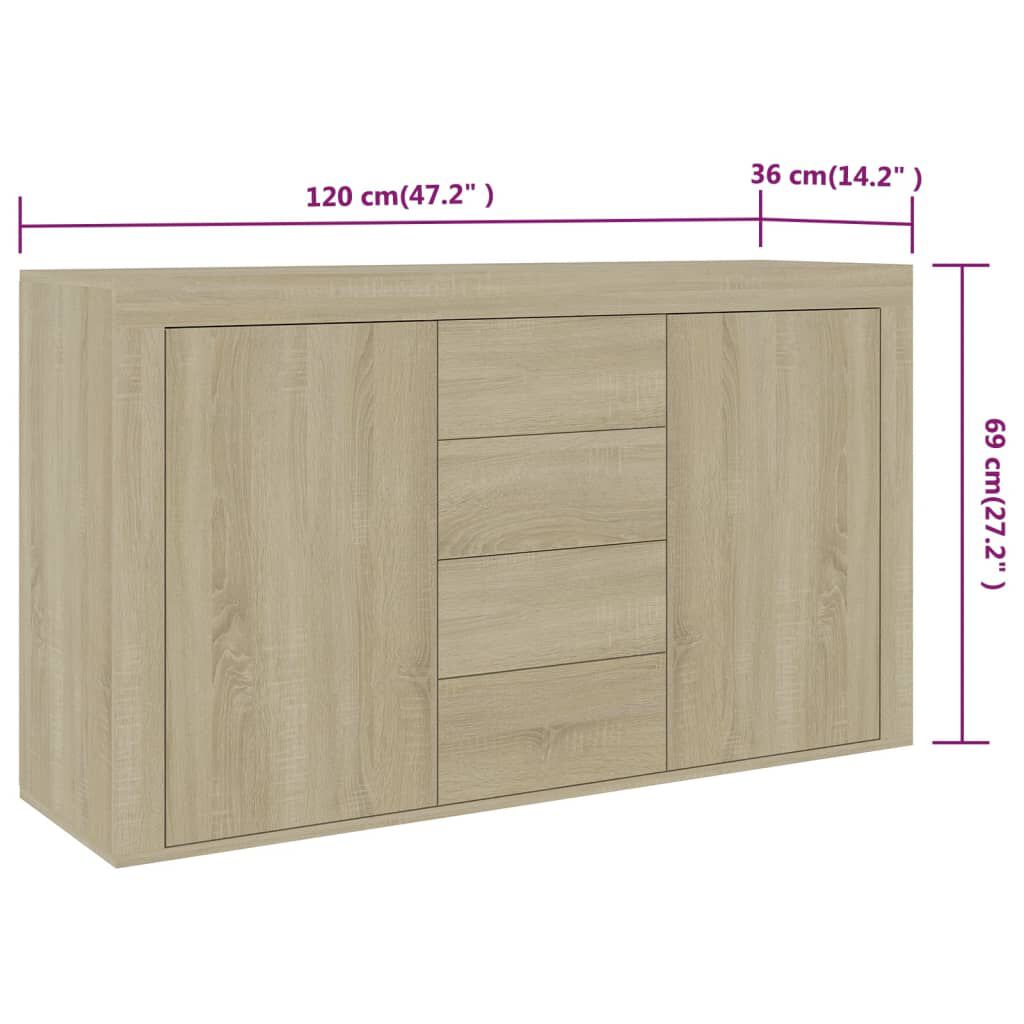 vidaXL Μπουφές Sonoma Δρυς 120 x 36 x 69 εκ. από Επεξ. Ξύλο