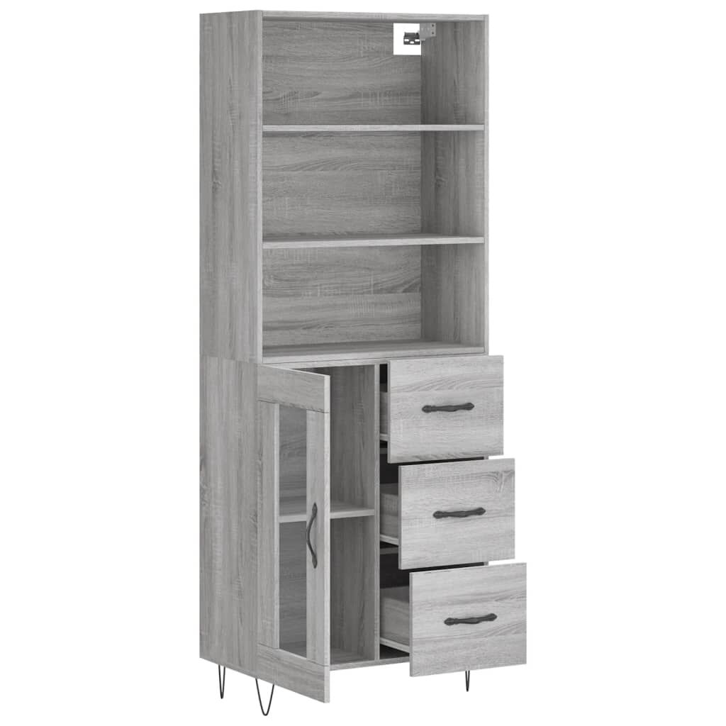 vidaXL Ντουλάπι Γκρι Sonoma 69,5 x 34 x 180 εκ. Επεξεργασμένο Ξύλο