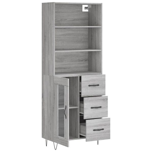vidaXL Ντουλάπι Γκρι Sonoma 69,5 x 34 x 180 εκ. Επεξεργασμένο Ξύλο