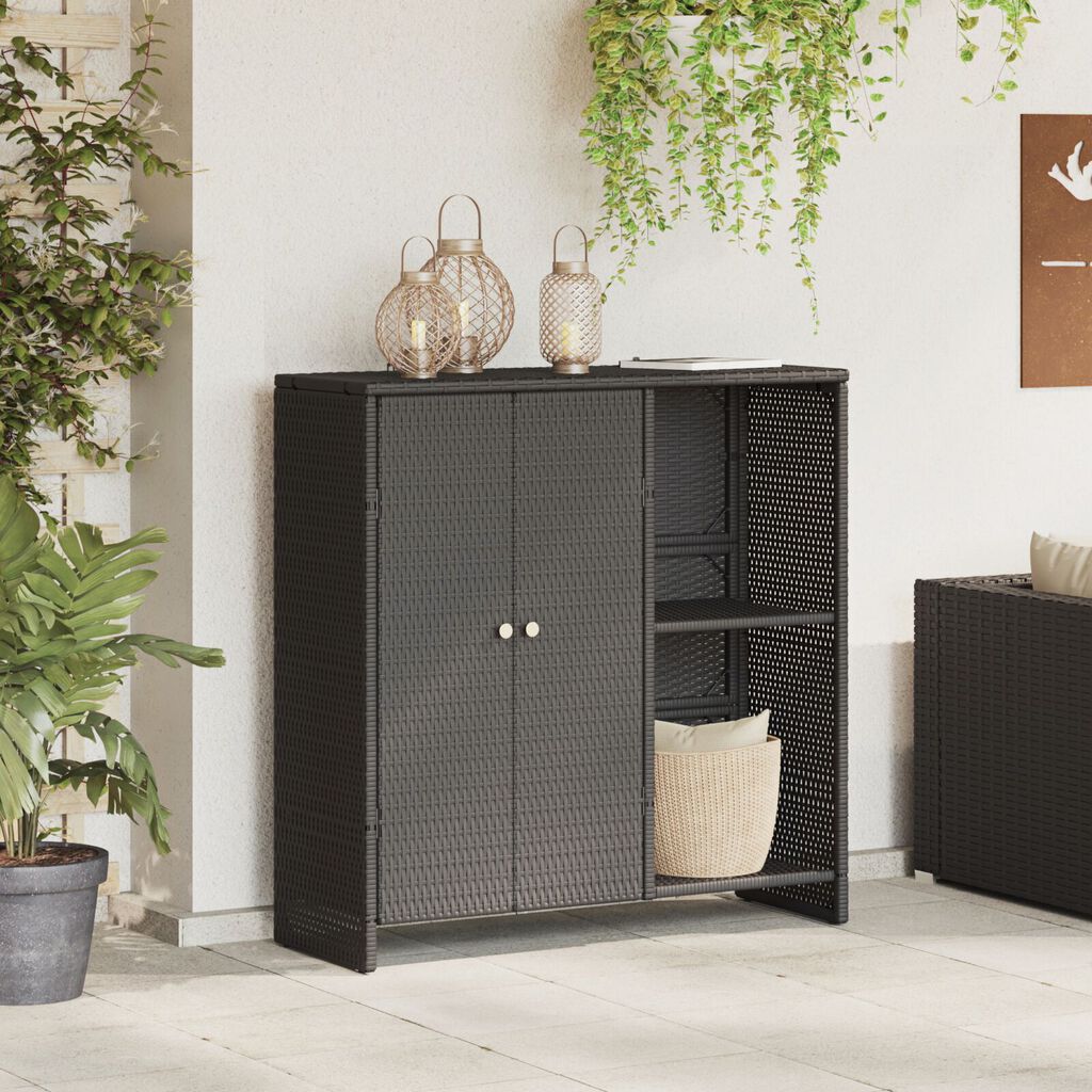 vidaXL Ντουλάπα αποθήκευσης Μαύρη 100x36x102 εκ. Ρατάν