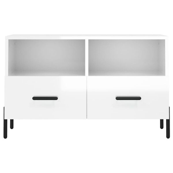 vidaXL Έπιπλο Τηλεόρασης Γυαλ. Λευκό 80x36x50 εκ. Επεξεργασμένο Ξύλο