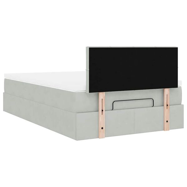 vidaXL Οθωμανικό κρεβάτι με στρώμα&LEDs Ανοιχτό γκρι 120x200cm Βελούδο