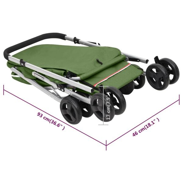 vidaXL Καρότσι Σκύλου Πτυσσόμενο Πράσινο 100x49x96 εκ. Λινό Ύφασμα
