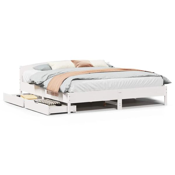 vidaXL Σκελετός Κρεβ. Χωρίς Στρώμα Λευκό 180x200 εκ Μασίφ Πεύκο