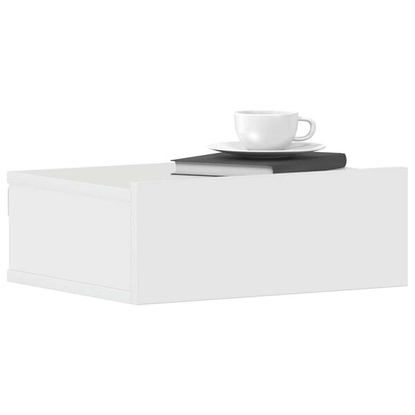 vidaXL Κομοδίνο Κρεμαστό Γυαλιστερό Λευκό 40x30x15 εκ. από Επεξ. Ξύλο