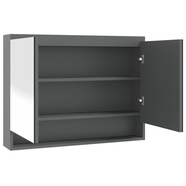 vidaXL Ντουλάπι Μπάνιου με Καθρέφτη 80x15x60 εκ. Γκρι από MDF