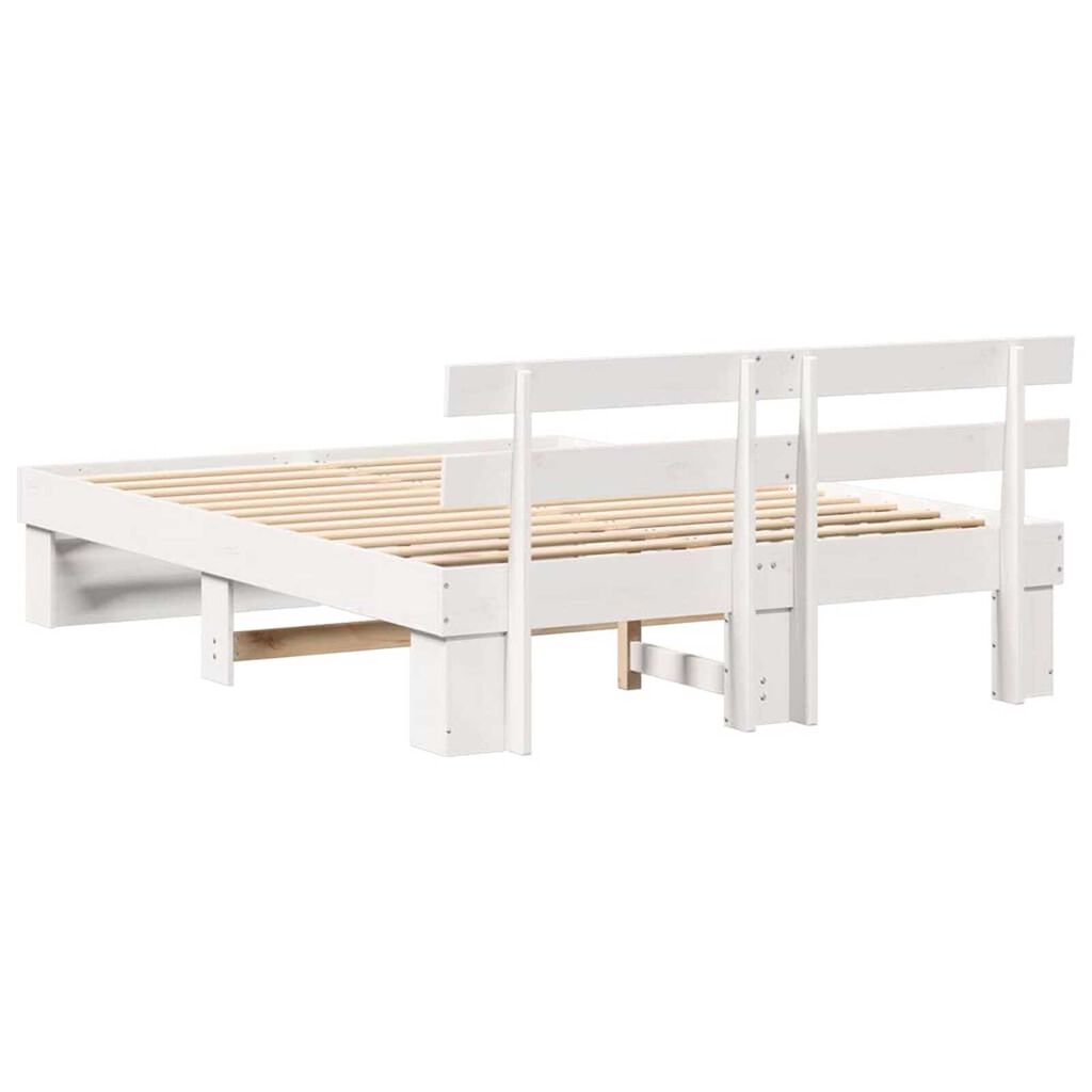 vidaXL Σκελετός Κρεβατιού Λευκό 150 x 200 cm Μασίφ ξύλο πεύκου