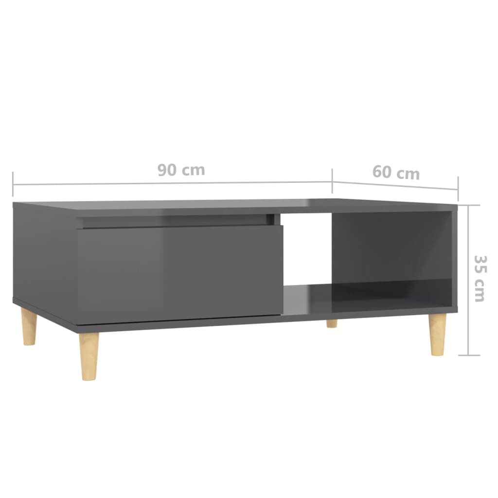 vidaXL Τραπεζάκι Σαλονιού Γυαλιστερό Γκρι 90 x 60 x 35 εκ. Επεξ. Ξύλο