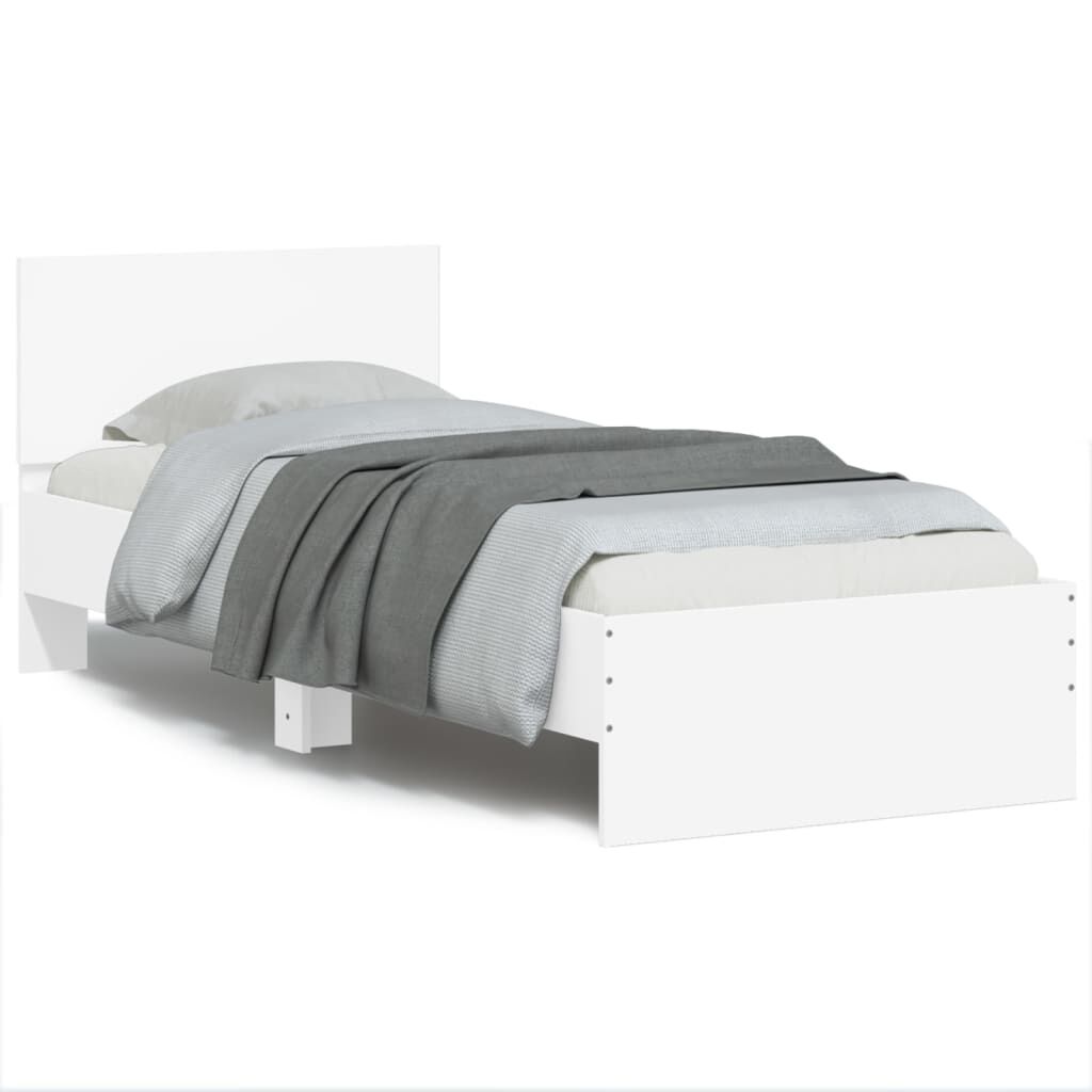 vidaXL Πλαίσιο Κρεβατιού με Κεφαλάρι/LED Λευκό 90 x 190 εκ.