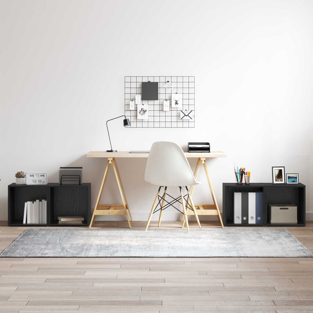 vidaXL Βάση τηλεόρασης - 4 τεμ, Μαύρη βελανιδιά, 37x35x37 εκ, Ξύλινη κατασκευή