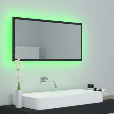 vidaXL Καθρέφτης Μπάνιου με LED Γκρι 90x8,5x37 εκ. από Ακρυλικός