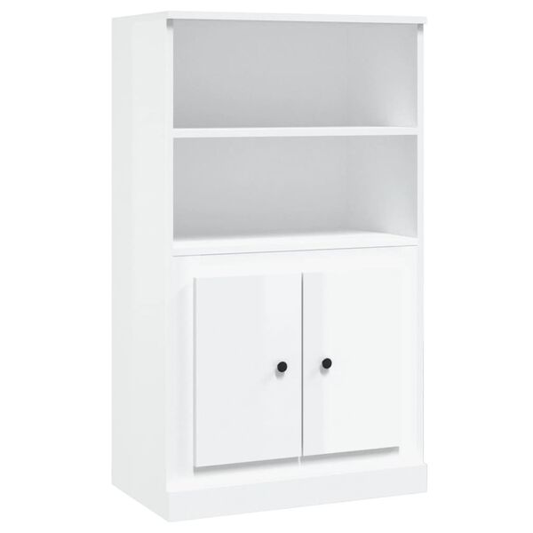 vidaXL Ντουλάπι Γυαλ. Λευκό 60x35,5x103,5 εκ. από Επεξεργασμένο Ξύλο