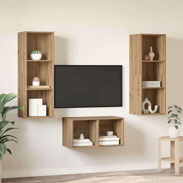 vidaXL &Sigma;&epsilon;&tau; &epsilon;&pi;ί&pi;&lambda;&omicron;&upsilon; &tau;&eta;&lambda;&epsilon;ό&rho;&alpha;&sigma;&eta;&sigmaf; &Epsilon;&pi;&iota;&tau;&omicron;ί&chi;&iota;&omicron; Artisan Oak 37 x 37 x 107 &epsilon;&kappa;