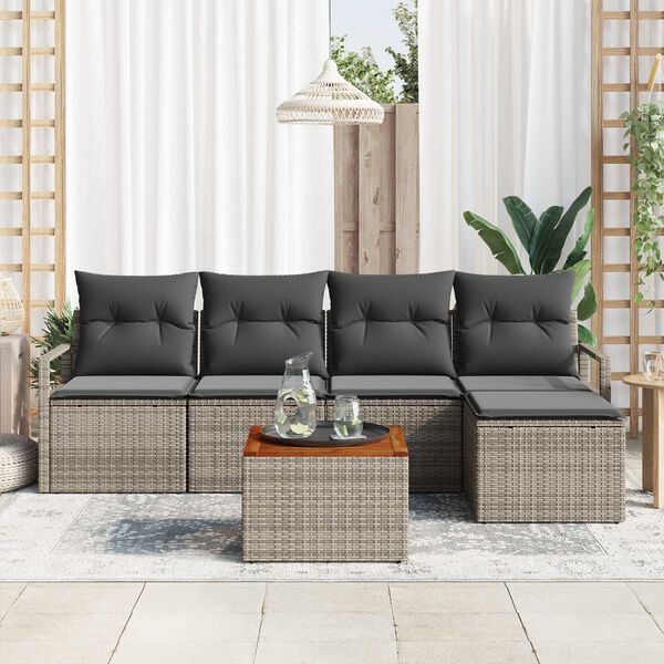 vidaXL Σετ Καναπέ Κήπου 6 pcs Γκρι