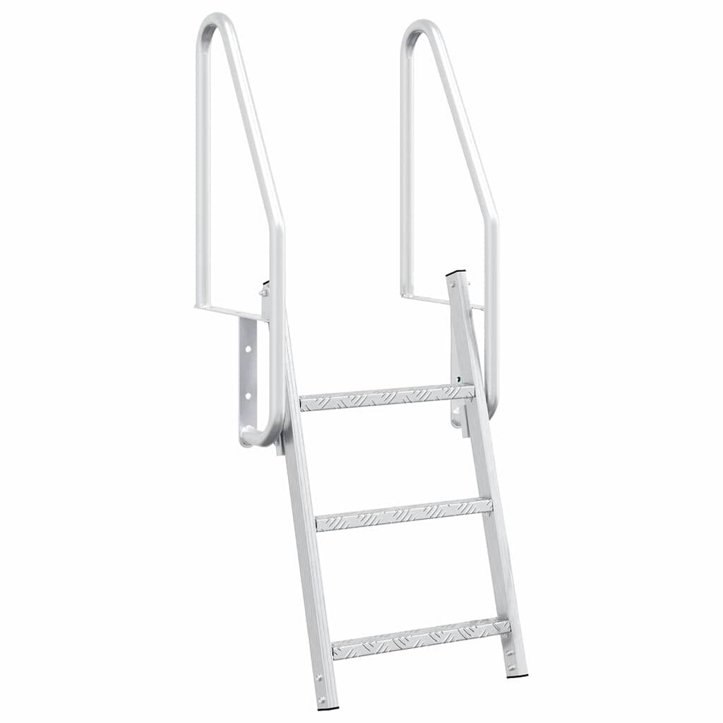 vidaXL Σκάλα Dock 3 Σκαλοπατιών Ασημί 58 x 77 x 144 εκ Αλουμίνιο
