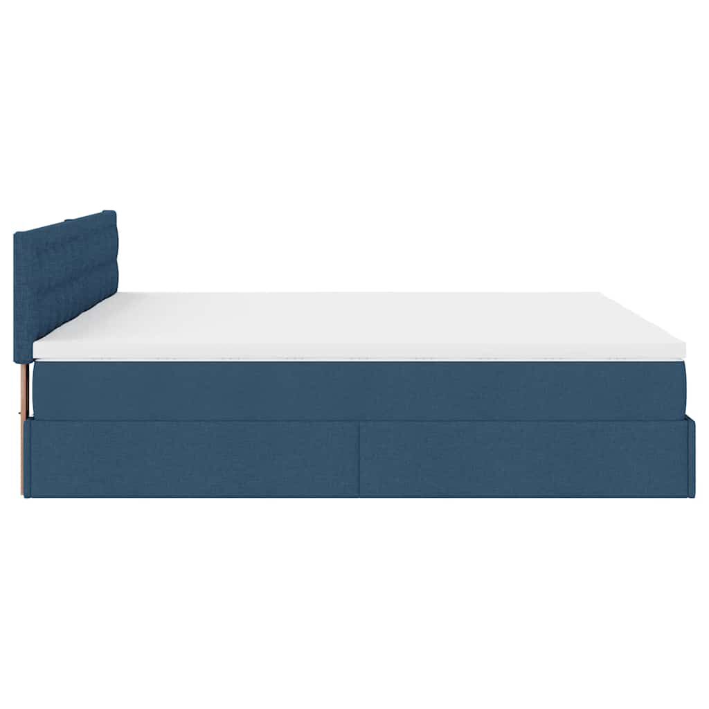 vidaXL Οθωμανικό κρεβάτι με στρώματα μπλε 180x200cm ύφασμα