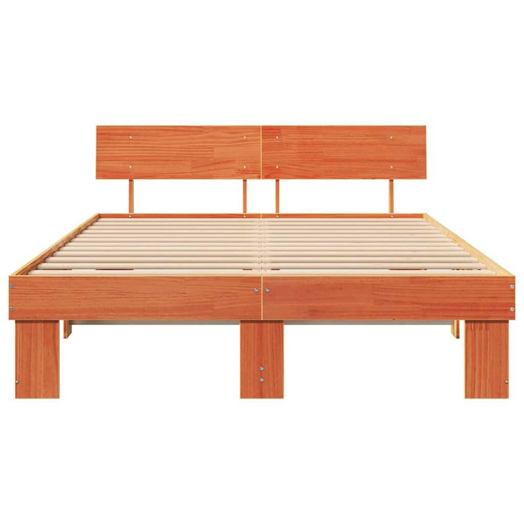 vidaXL Σκελετός Κρεβατιού Καφέ κεριού 140 x 200 cm Μασίφ ξύλο πεύκου