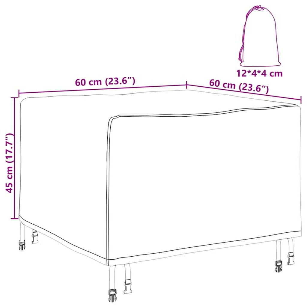 vidaXL Κάλυμμα Επίπλων Εξωτερικού Χώρου 60 x 60 x 45 cm Ύφασμα 210D