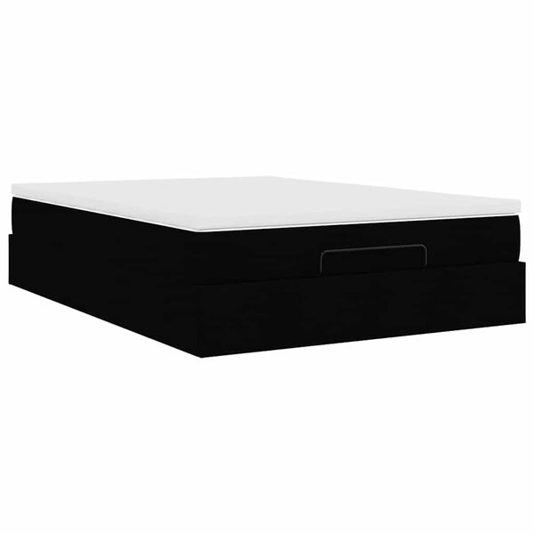 vidaXL Οθωμανικό κρεβάτι με στρώμα Μαύρο 140x190cm Ύφασμα