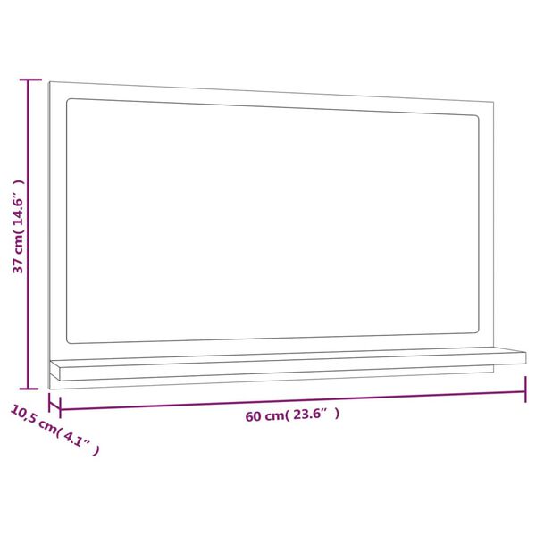 vidaXL Καθρέφτης Μπάνιου Γκρι Sonoma 60x10,5x37 εκ. Επεξεργασμένο Ξύλο