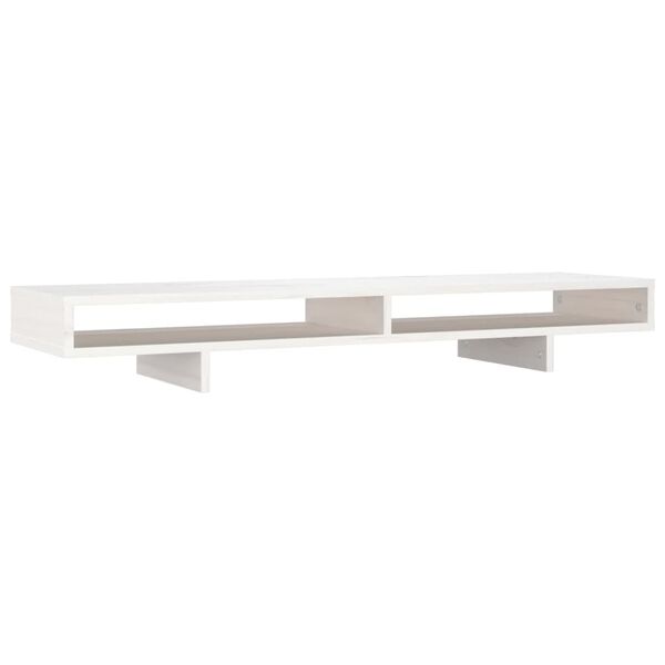 vidaXL Βάση Οθόνης Λευκή 100x27x14 εκ. από Μασίφ Ξύλο Πεύκου