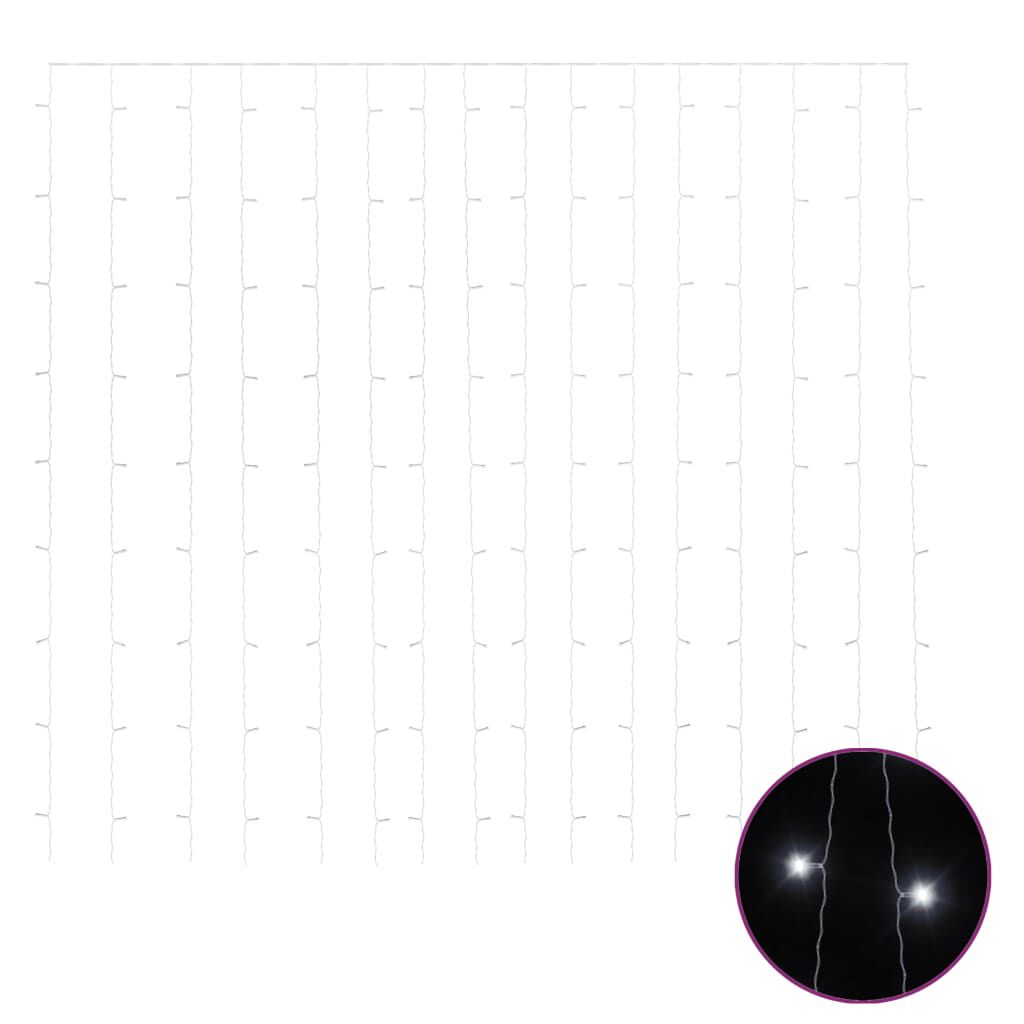 vidaXL Κουρτίνα LED Φωτάκια 300 LED Ψυχρό Λευκό 3 x 3 μ. 8 Λειτουργίες