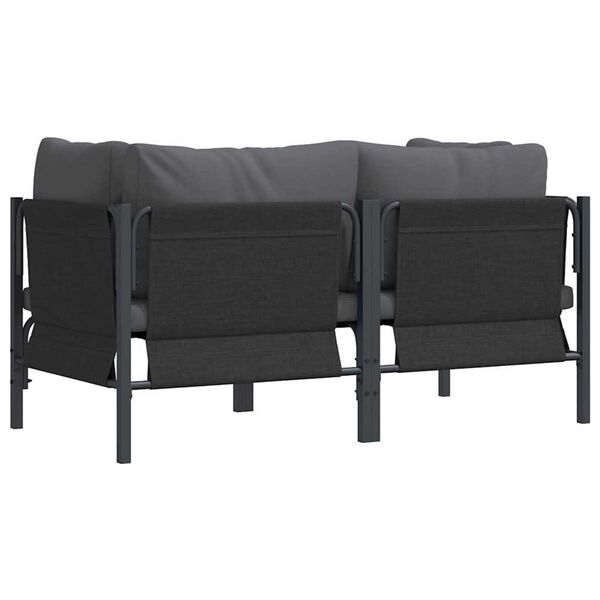 vidaXL Εξωτερικά Έπιπλα με μαξιλάρι με μαξιλάρι 2 pcs Ανθρακί Ατσάλι