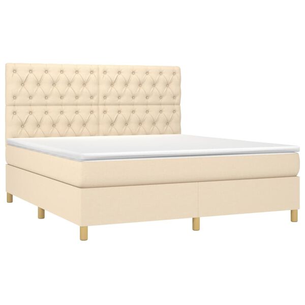 vidaXL &Kappa;&rho;&epsilon;&beta;ά&tau;&iota; Boxspring &mu;&epsilon; &Sigma;&tau;&rho;ώ&mu;&alpha; & LED &Kappa;&rho;&epsilon;&mu; 160x200 &epsilon;&kappa;. &Upsilon;&phi;&alpha;&sigma;&mu;ά&tau;&iota;&nu;&omicron;