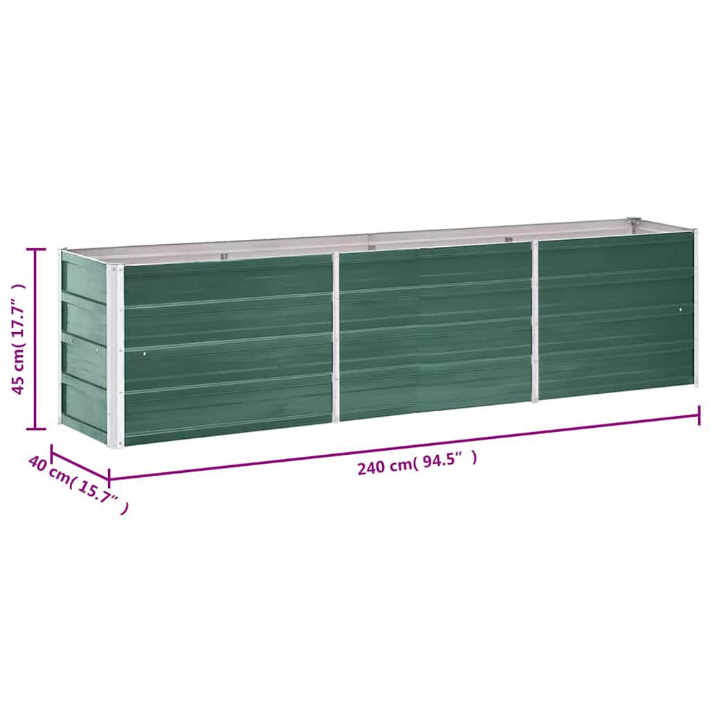 vidaXL Ζαρντινιέρα Υπερυψωμένη Πράσινη 240x40x45 εκ. Γαλβαν. Χάλυβας