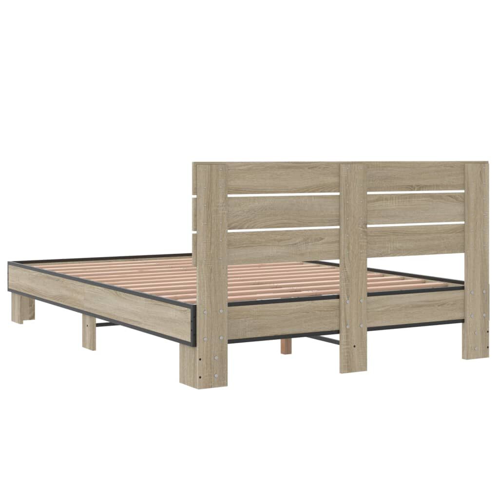 vidaXL Πλαίσιο Κρεβατιού Sonoma Δρυς 140x200 εκ. Επεξ. Ξύλο & Μέταλλο