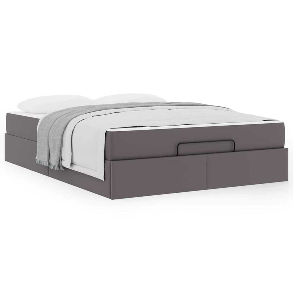 vidaXL Σκελετός κρεβατιού με στρώμα Γκρι 140 x 190 cm Τεχνητό δέρμα