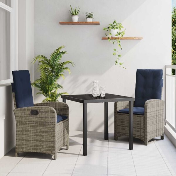 vidaXL Σέτ φαγητού για κήπο 5 pcs Γκρι συνθετικό ρατάν