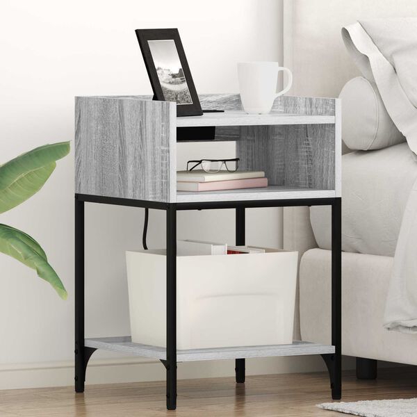 vidaXL Κουτιά Κρεβατοκάμαρας με ράφι 2 pcs Γκρι sonoma 40 x 40 x 61 εκ