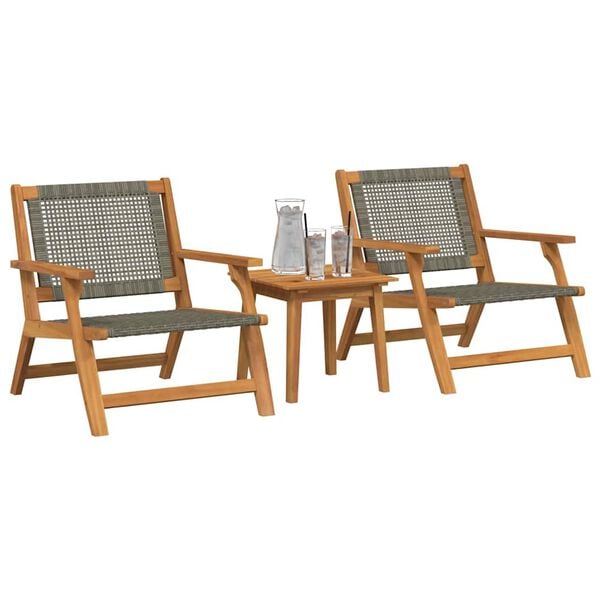 vidaXL Κήπου Καρέκλες με Τραπέζι 3 pcs Γκρι 45 x 45 x 40 cm